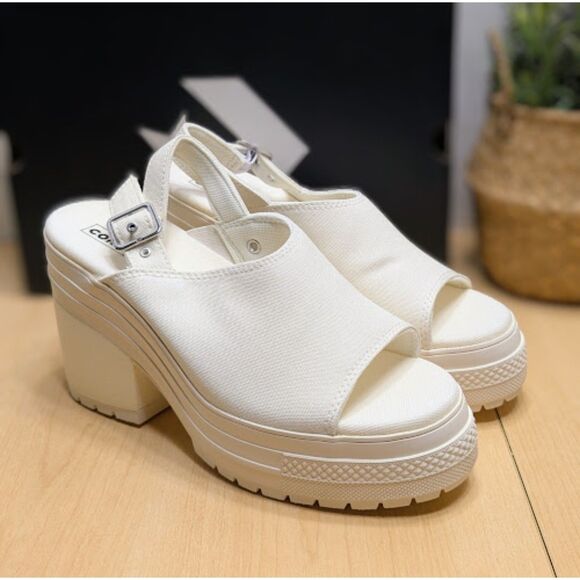 Converse White Chuck 70 De Luxe Heel Platform Open Toe Sandals Women's 9.5 NIB - Picture 4 of 14